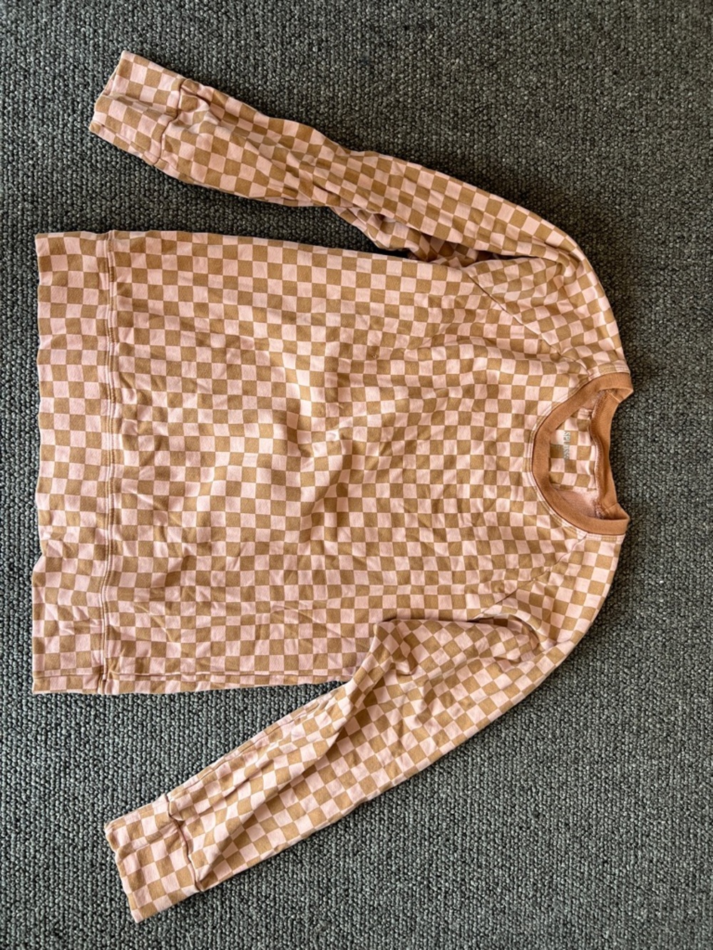 Splits59 Pink & Tan Checkerboard Crew lightweight Sweatshirt